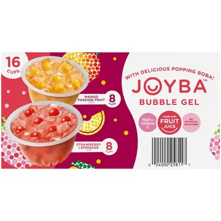 JOYBA Bubble Gel Fruit Cups, Strawberry Lemonade & Mango Passion, 16 Pk.