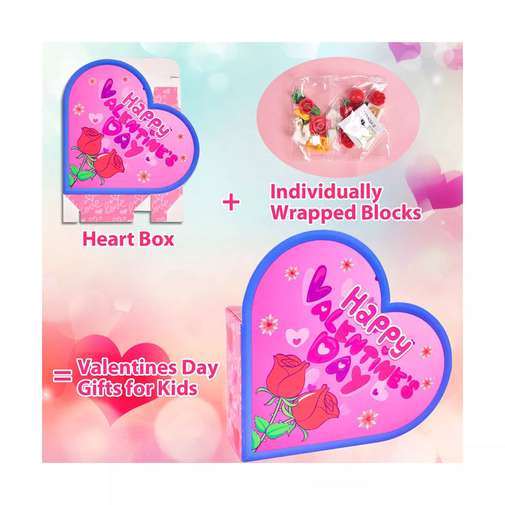 Fun Little Toys 24 PCS Valentine Theme Building Block with Heart Box