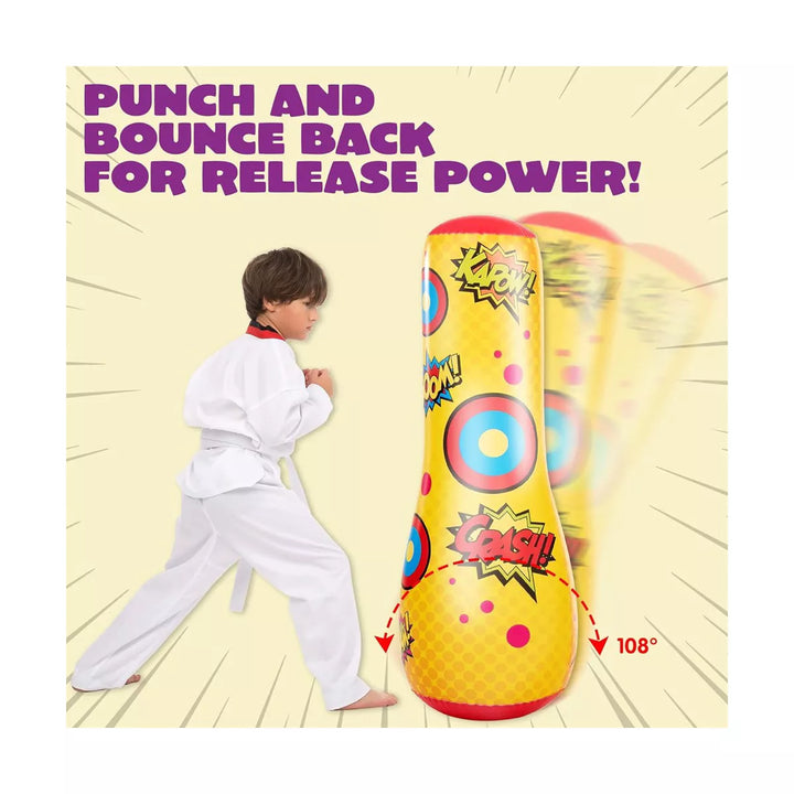 SYNCFUN 47 Inches Inflatable Bopper, Kids Punching Bag with Bounce-Back Action, Inflatable Punching Bag for Kids Presents