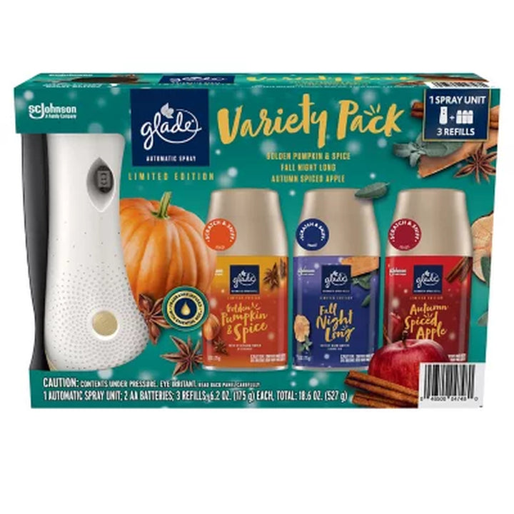 Glade Automatic Spray Air Freshener, Mixed Fall Scents 1 Holder + 3 Refills