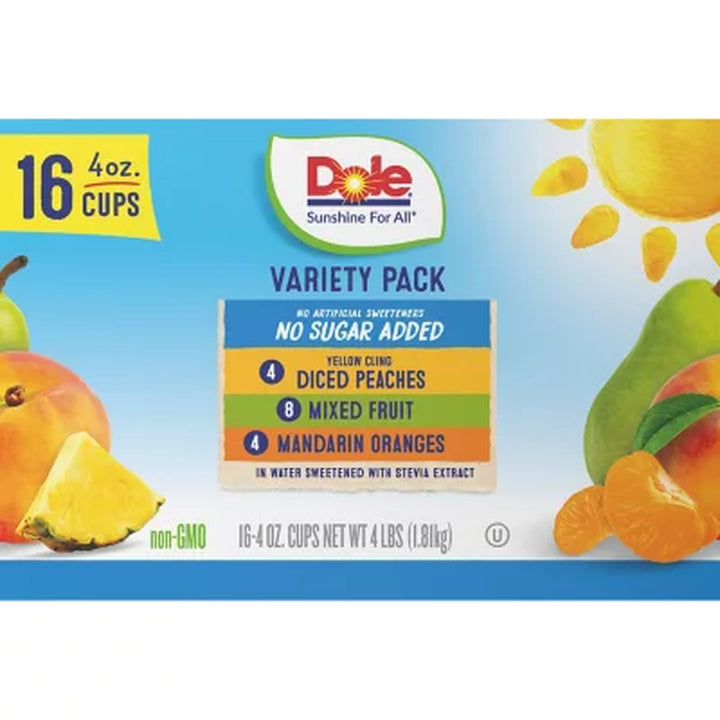 Dole No Sugar Added Mixed Fruit Variety Pack, 4 Oz., 16 Pk.