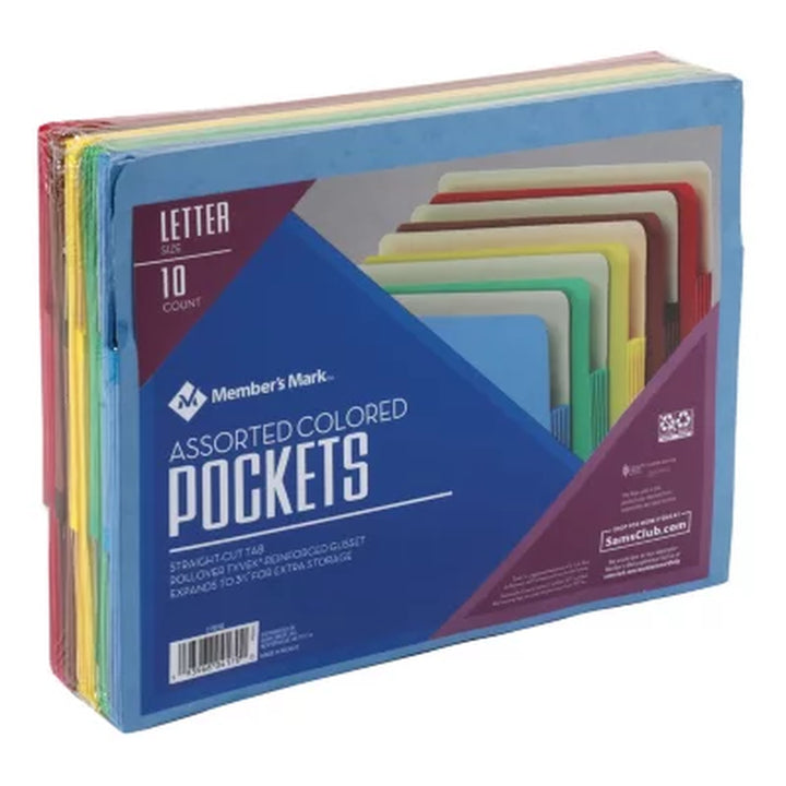 Member'S Mark Color File Pockets, Letter, 10/PK