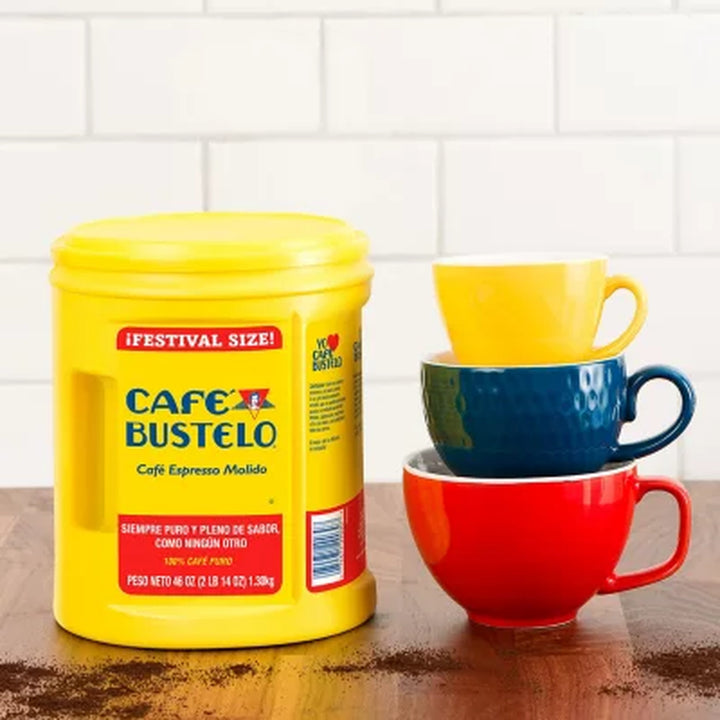 Café Bustelo Festival Size Dark Roast Ground Coffee, Espresso 46 Oz.