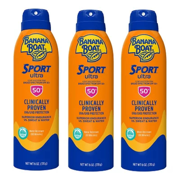 Banana Boat Sport Ultra Sunscreen Spray, SPF 50 6 Oz., 3 Pk.