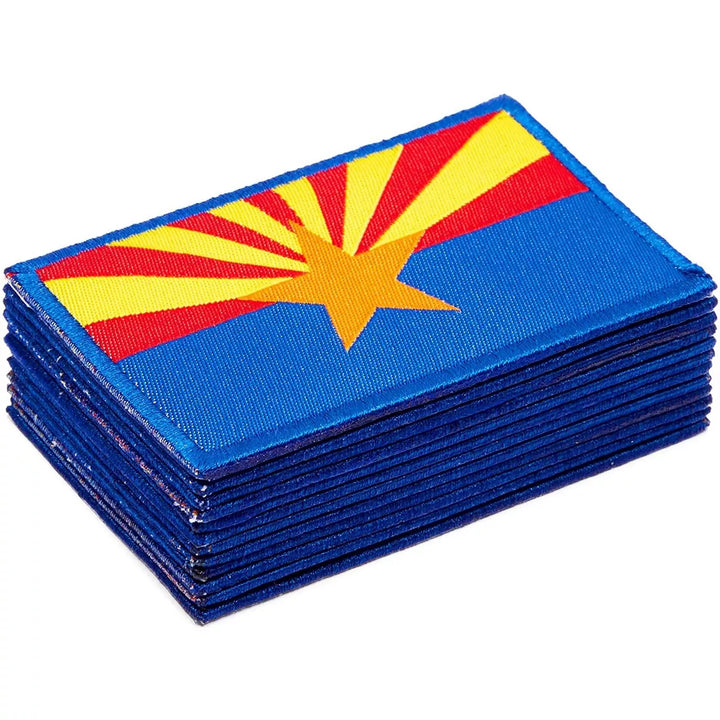 Okuna Outpost 12 Pack Woven Iron on State Patches, Arizona Flag Appliques (3 X 2 In)