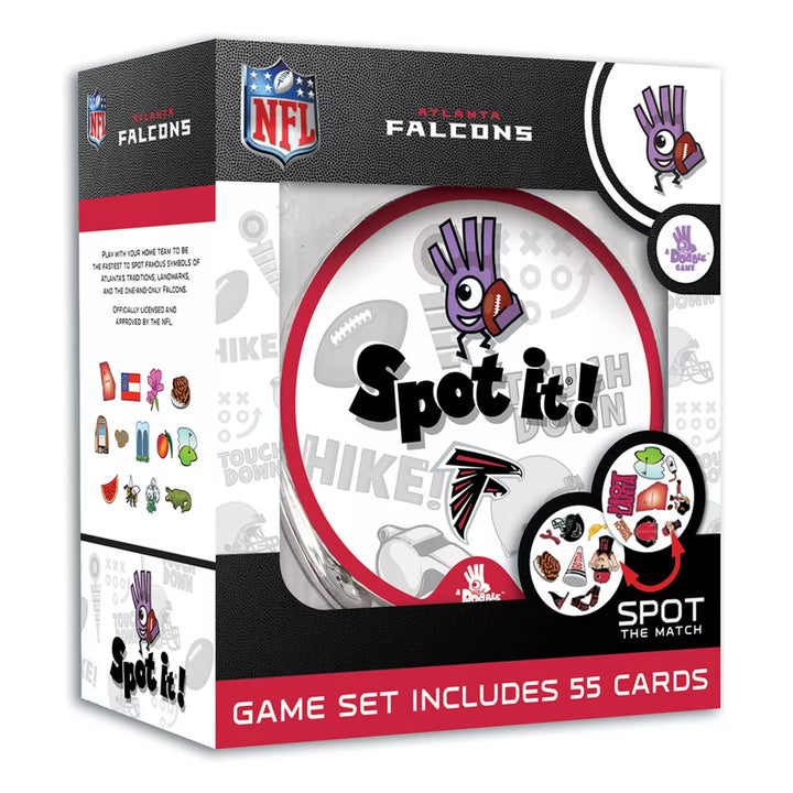 Masterpieces Officially Licensed NFL Atlanta Falcons Spot It Game for Kids and Adults.