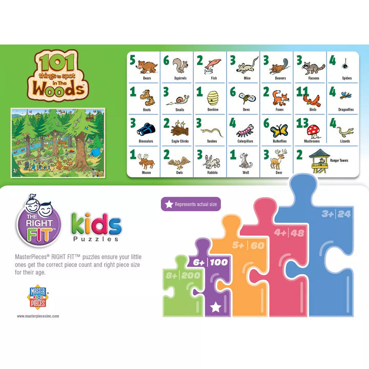 Masterpieces 100 Piece Kids Jigsaw Puzzle - 101 Things to Spot in the Woods.