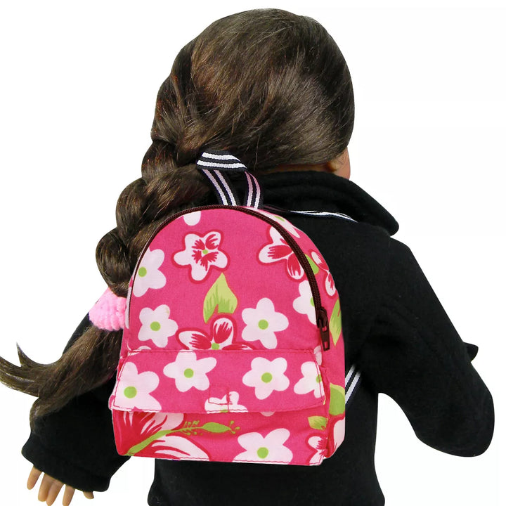 Sophia’S Flower Print Backpack for 18" Dolls, Hot Pink