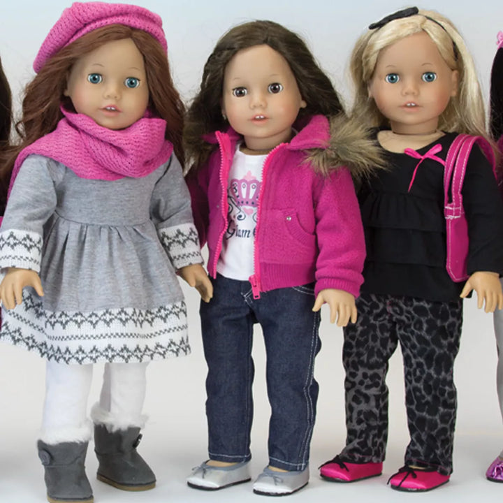 Sophia’S Fleece Sweatshirt with Faux Fur Collar for 18" Dolls, Hot Pink