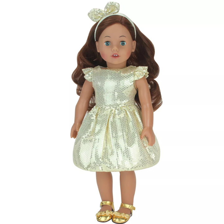 Sophia’S Sequin Dress, Headband and Shoes for 18" Dolls, Gold