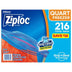 Ziploc Easy Open Tabs Freezer Quart Bags with New Stay Open Design, 216 Ct.