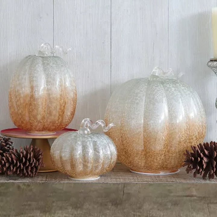 Member'S Mark Pre-Lit Glass Pumpkins, Set of 3