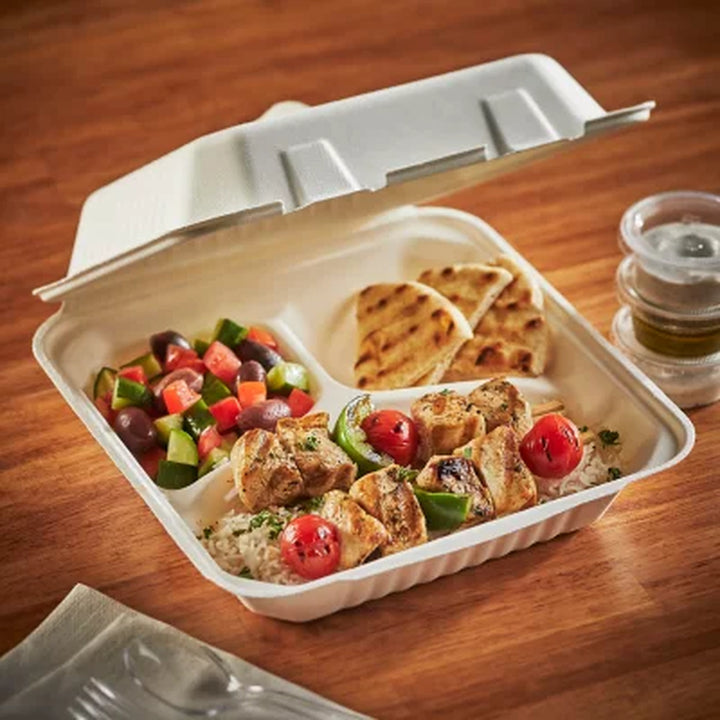 Hefty ECOSAVE 3-Compartment Hinged Lid Container (9" X 9", 50 Ct.)