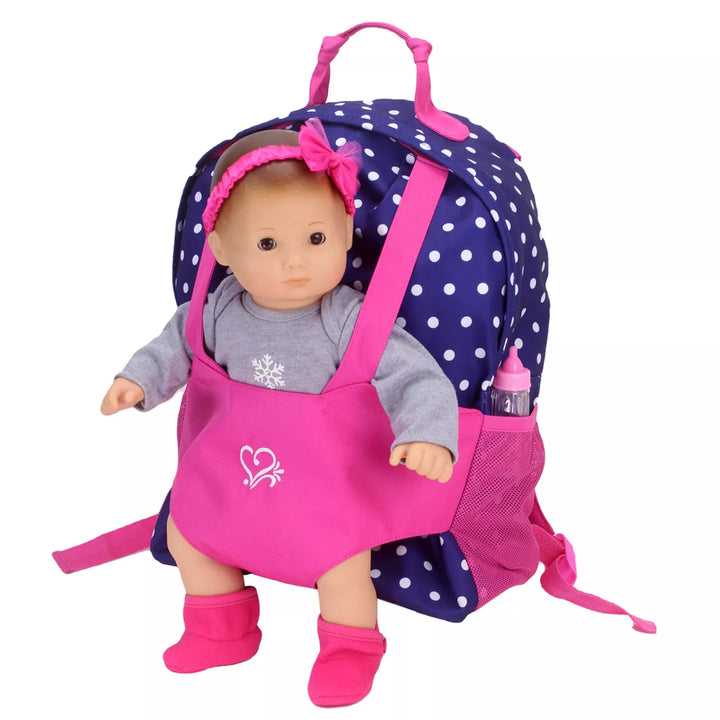 Sophia’S Polka Dot Backpack Carrier to Fit 15'' & 18'' Dolls, Navy