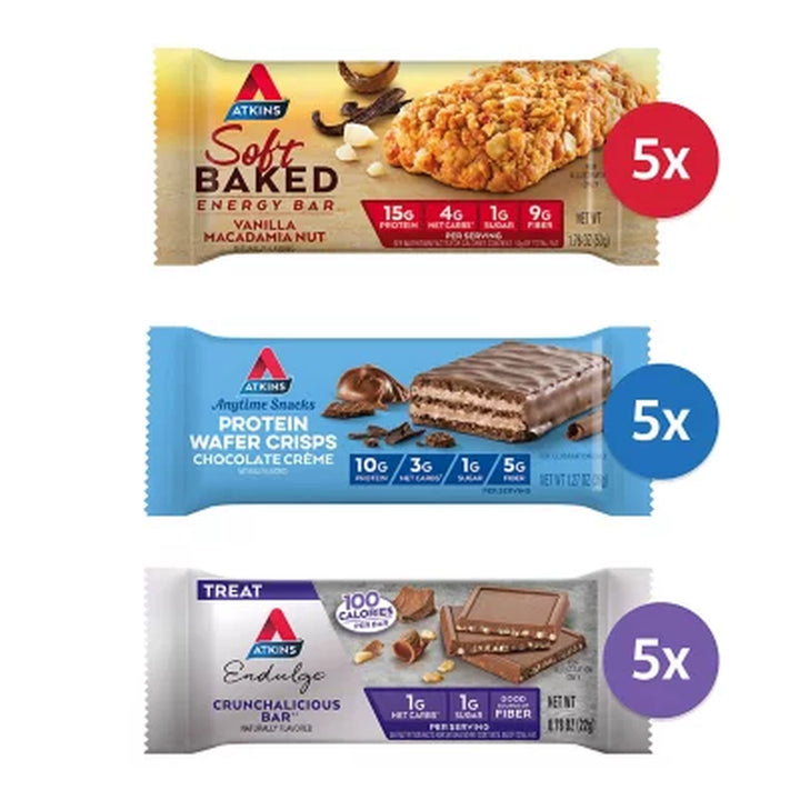 Atkins Balanced Lifestyle Variety Pack, Meal Bars + Snack Bars + Endulge Treats 15 Ct.