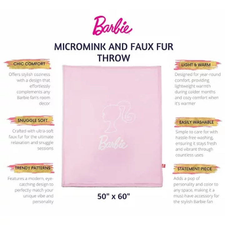 Barbie Luxe Faux Fur Throw, 50" X 60"