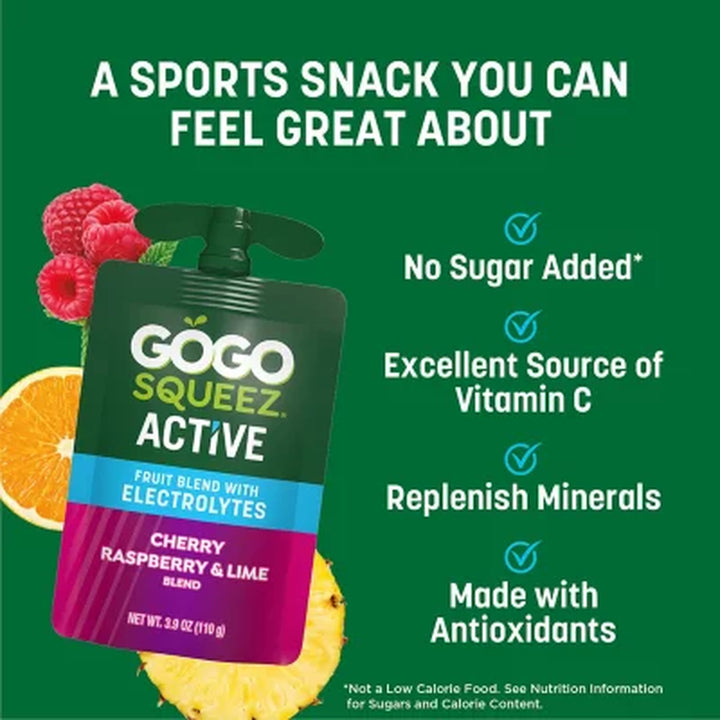 Gogo Squeez Active Fruit Blend with Electrolytes Variety Pack 3.9 Oz., 18 Pk.