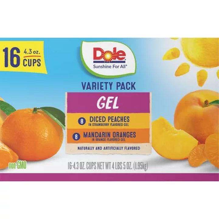 Dole Fruit Bowls in Gel Variety Pack 4.3Oz., 16Pk.