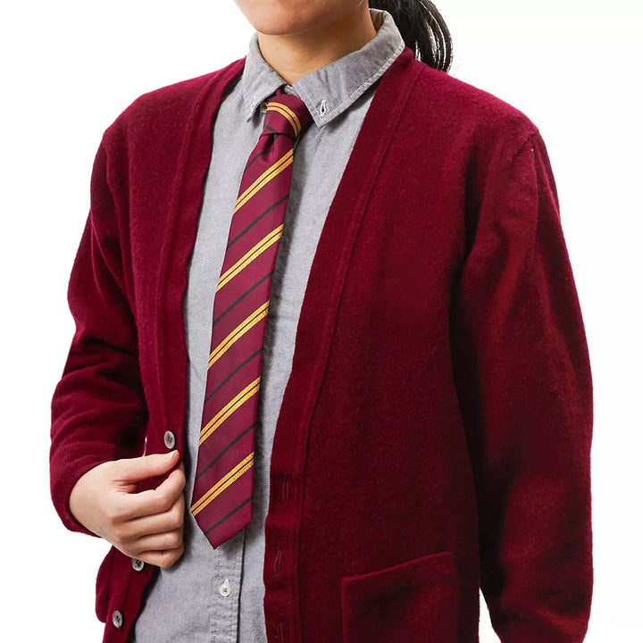 Spooky Central Maroon Red Striped Necktie with Glitter for Halloween Costumes, School Uniform