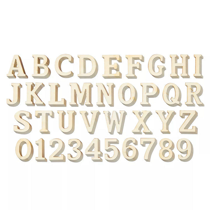 Juvale 144 Pack Small Alphabet Wooden Letters 1 Inch and Numbers, Natural Wood Blocks for Kids, DIY Arts and Crafts, Home Decor, 4 Sets