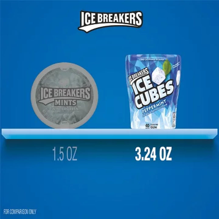 ICE BREAKERS Ice Cubes, Peppermint Sugar Free Chewing Gum, 40 Pcs., 4 Pk.