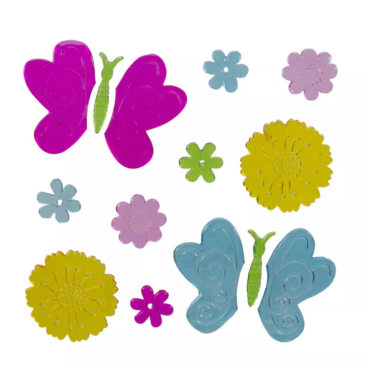 Northlight 14-Piece Butterflies and Flowers Spring Gel Window Clings