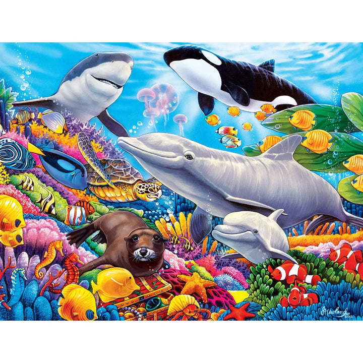 Masterpieces 100 Piece Kids Jigsaw Puzzle - Undersea Friends - 11.5"X15".