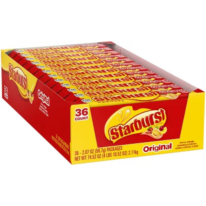 Starburst Original Fruity Chewy Candy, Full Size, 2.07 Oz., 36 Ct.
