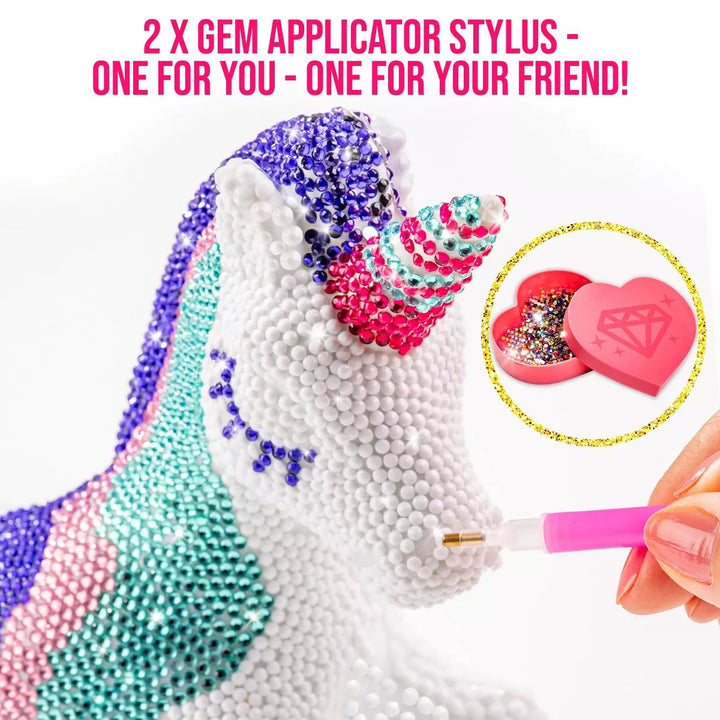 Girlzone Bling up Unicorn Money Bank Gem Art Kit, Create Diamond Art for Kids with over 4000 Gems and 2 Stylus