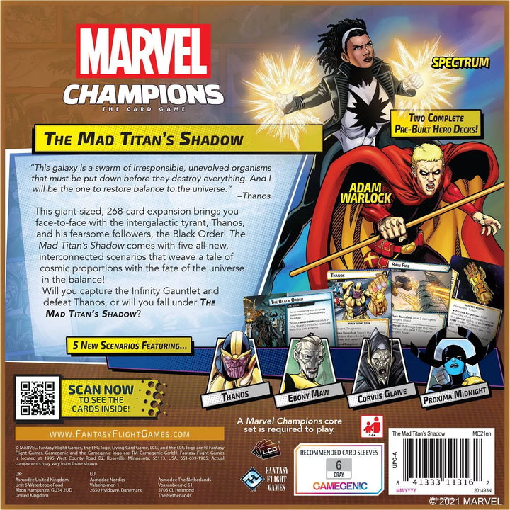 Marvel Champions: the Car Game the Mad Titan'S Shadow Expansion