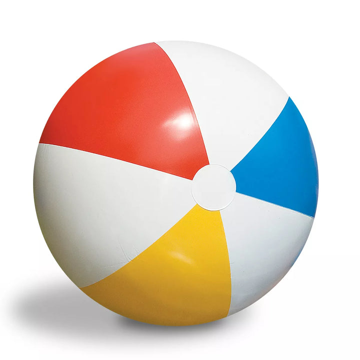 Swim Central 36" White and Red Classic Inflatable 6 Panel Beach Ball