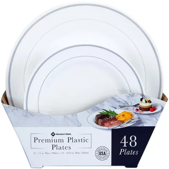 Member'S Mark Premium Plastic Heavyweight Plates, Combo Pack 48 Ct.