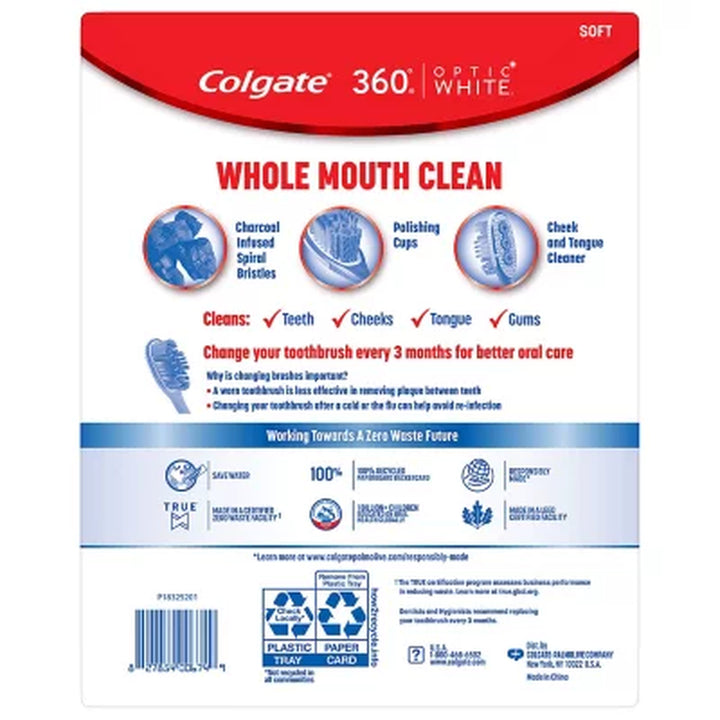 Colgate Optic White 360 Manual Toothbrush, Soft, 8 Ct.
