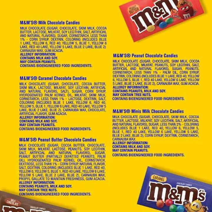 M&M'S Variety Pack Chocolate Candy, Full Size, 30 Pk.