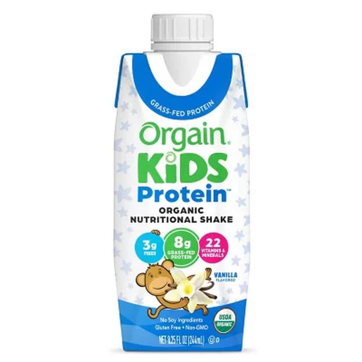 Orgain Kids 8G Protein Organic Nutritional Shake, Vanilla (8.25 Fl. Oz.,12 Pk.)