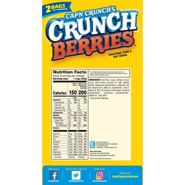 Cap'N Crunch'S Crunch Berries Cereal 40 Oz.