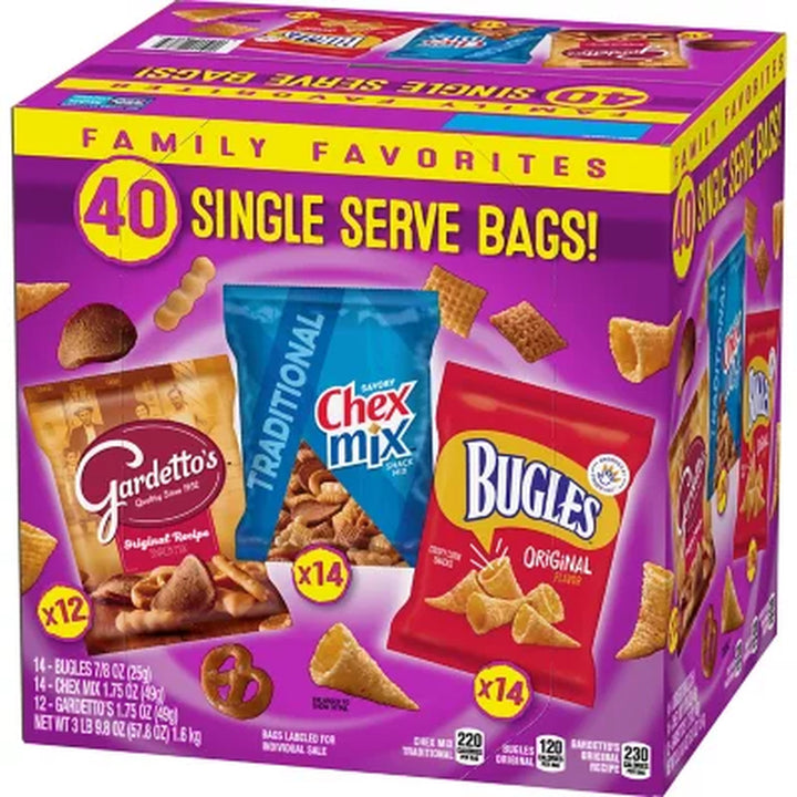 Bugles, Chexmix and Gardetto Variety Pack Snack Mix 40 Ct.