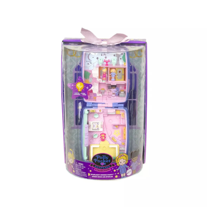 Polly Pocket Keepsake Collection Starlight Dinner Party Compact Playset with 3 Dolls