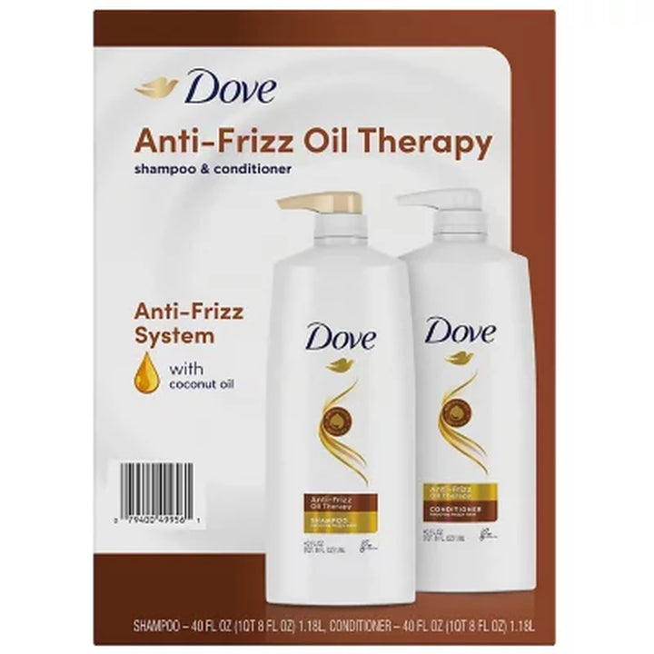 Dove Anti-Frizz Oil Therapy Shampoo & Conditioner, 40 Fl. Oz., 2 Pk.