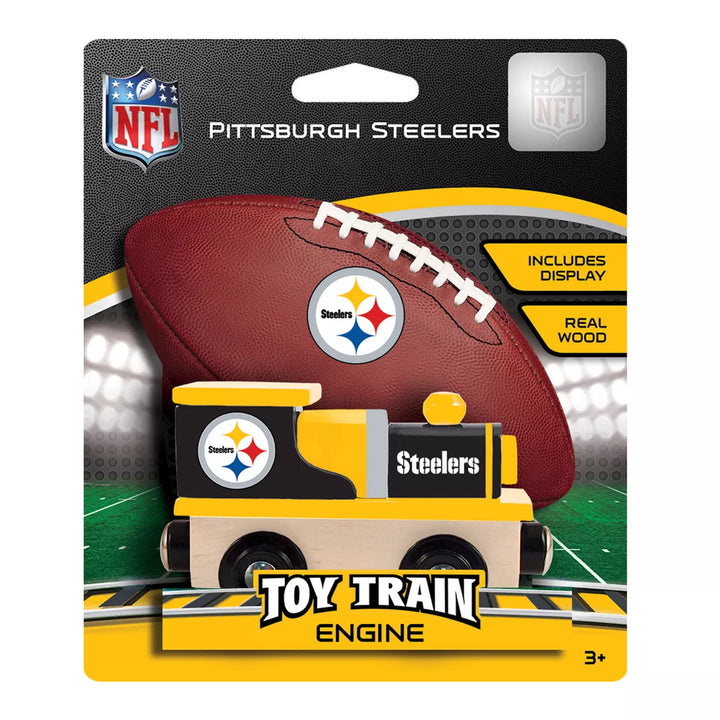 Masterpieces Officially Licensed NFL Pittsburgh Steelers Wooden Toy Train Engine for Kids.