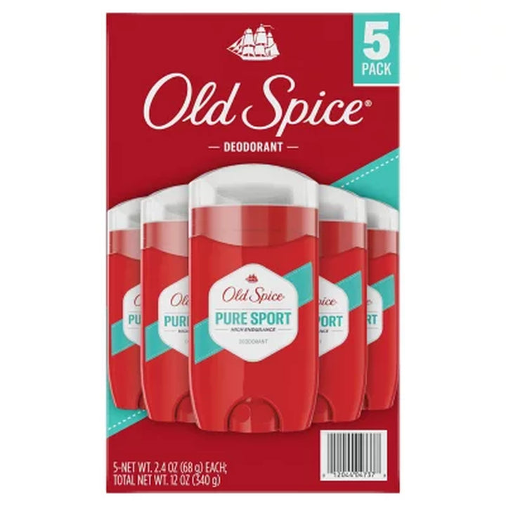 Old Spice High Endurance Deodorant, 48 Hour Protection, Pure Sport, 2.4 Oz., 5 Pk.