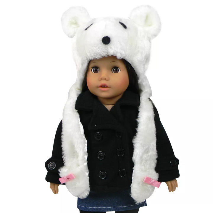 Sophia’S Polar Bear Faux Fur Hat for 18” Dolls, White