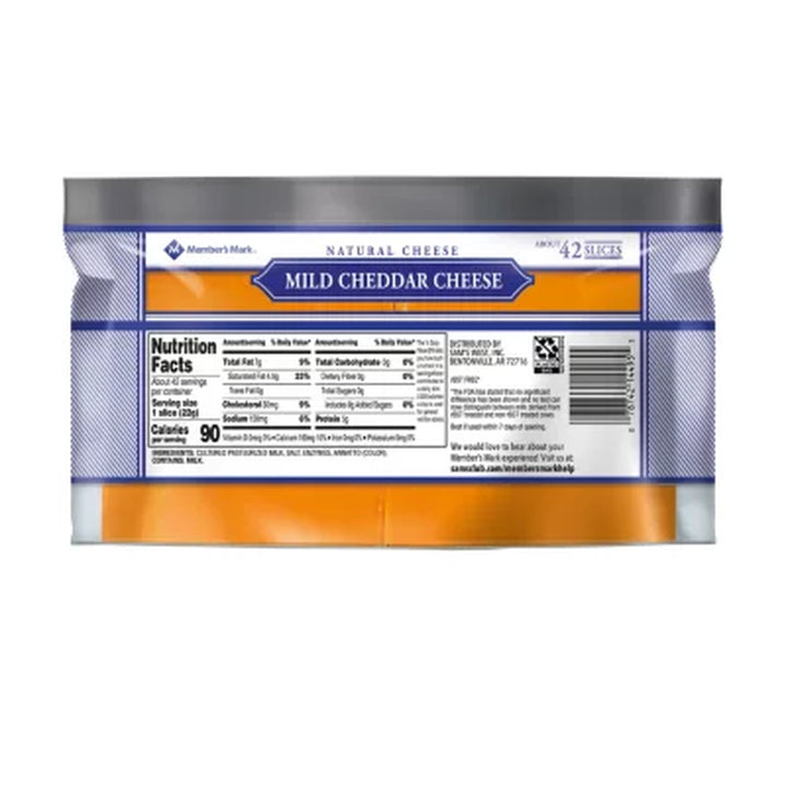 Member'S Mark Sliced Mild Cheddar Cheese, 2 Lbs.