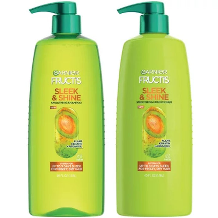 Garnier Fructis Sleek & Shine Smoothing Shampoo & Conditioner, 40 Fl. Oz., 2 Pk.