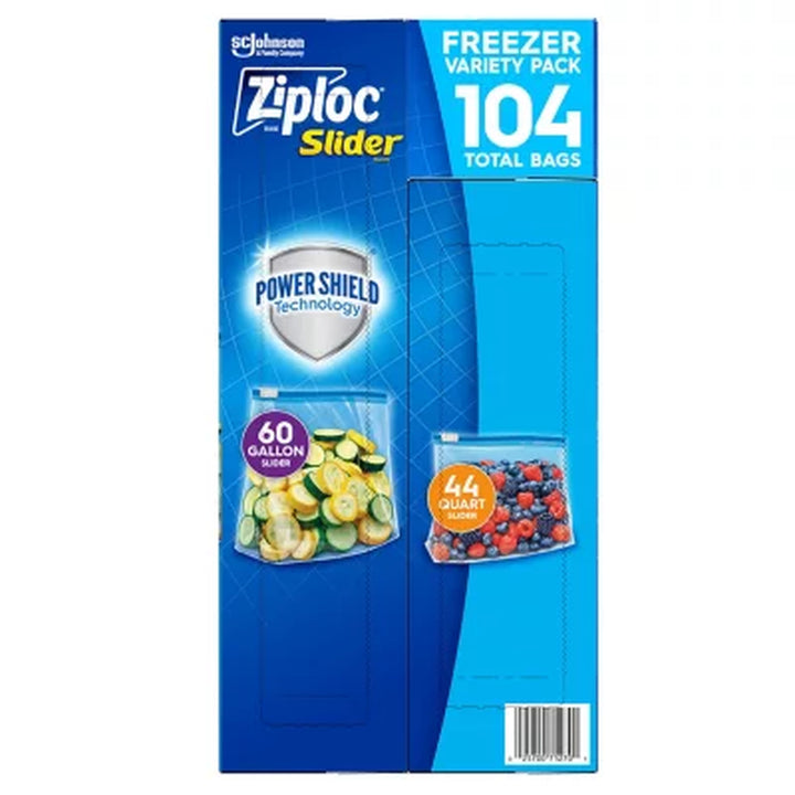 Ziploc Slider Freezer Gallon & Quart Bags with Power Shield Technology, 104 Ct.