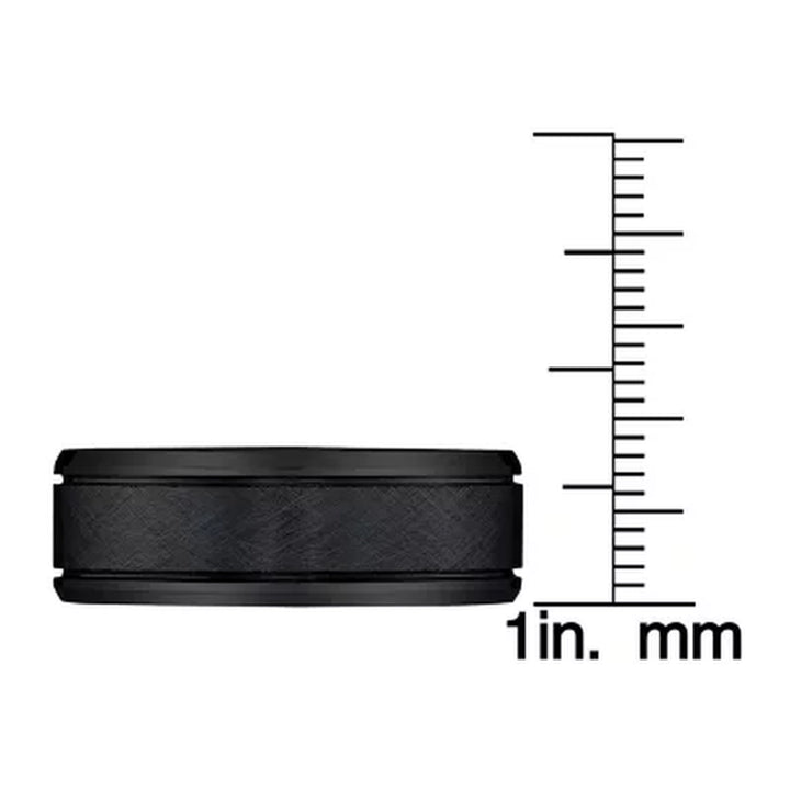 Men'S 8Mm Men'S Black Tungsten Textured Band