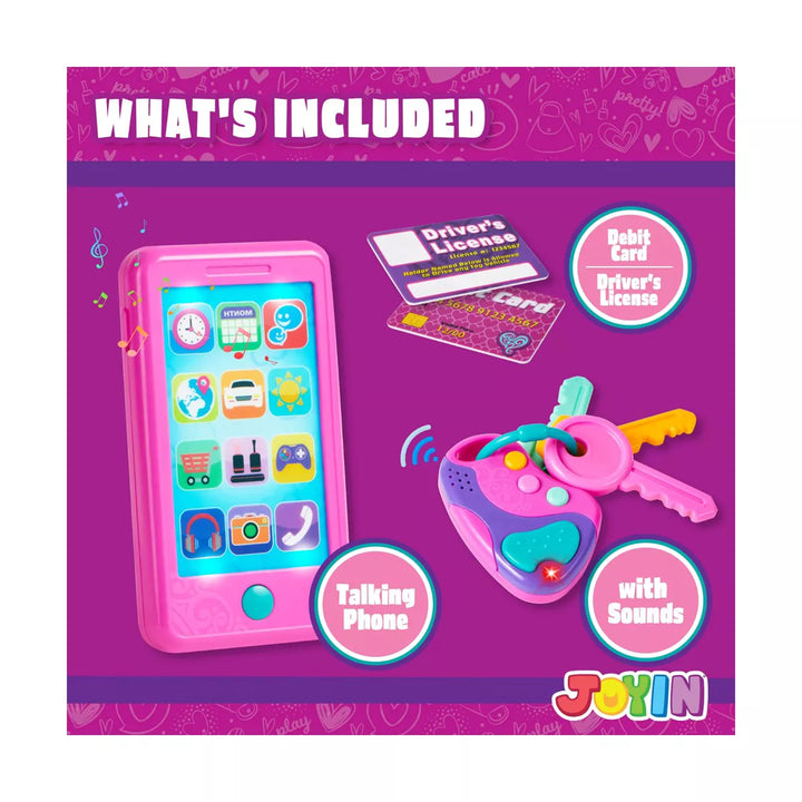 Syncfun Play-Act Pretend Play Smart Phone, Keyfob Key Toy and Credit Cards Set, Kids Toddler Cellphone Toys, Toddler Birthday Gifts