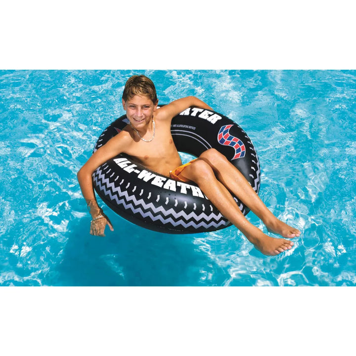 Swim Central Inflatable Wild Water Monster Tire Inner Tube - 36" - Black and White