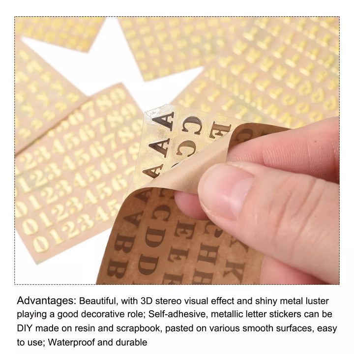 Unique Bargains Resin Scrapbooking Crafts Self-Adhesive Resin Mini Glitter Alloy Uppercase Alphabet Stickers 4 Pcs