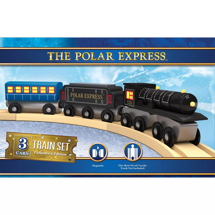 Masterpieces Wood Train Sets - the Polar Express 3 Piece Train Set.